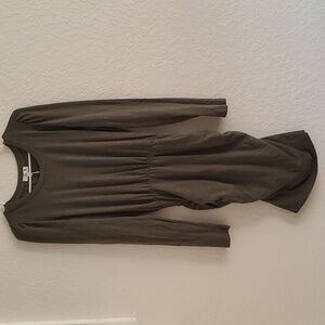 Sundry by Anthropology Moss ruched dress with pugged long sleeves size 1